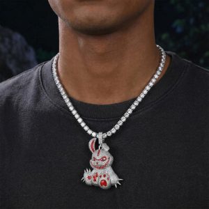 Helloice Micro Pave Evil Rabbit Cartoon Enamel Pendant