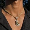 Iced Praying Hands Cross Jesus Pendant