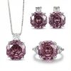 Roses Cut Diamond Necklace & Earrings & Ring Jewelry Set