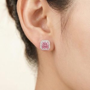 Ice Flower Cut High Carbon Diamonds Halo Stud Earrings
