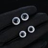 Round Black Halo Moissanite Earrings in S925 Sterling Silver