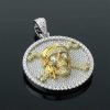 Paved Skull Pirate Round Pendant
