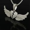 Paved Broken Heart with Flying Wings Pendant