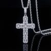 Round and Baguette Cut Cluster Cross Pendant
