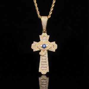 Egyptian Eye of Horus Baguette Cross Pendant
