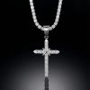 Cluster Tennis Cross Pendant in 18K White Gold