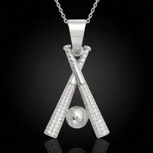 Micro Pave Baseball Bat Pendant