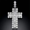 Baguette and Round Diamond Cross Pendant