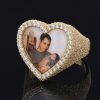 Iced Heart Custom Photo Ring in Gold