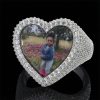 Iced Heart Custom Photo Ring in White Gold