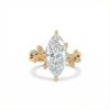 Marquise Cut VVS Moissanite Side Stone Engagement Ring