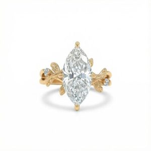 Marquise Cut VVS Moissanite Side Stone Engagement Ring