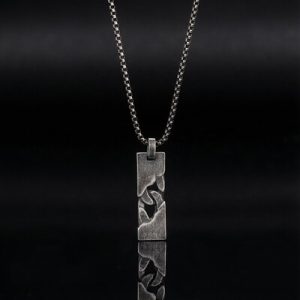 Vintage Silver Stainless Steel Dog Tag Pendant Necklace
