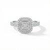 Cushion Shape Round Cut VVS Moissanite Double Halo Engagement Ring