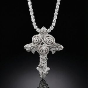 Iced Rose Cross Pendant