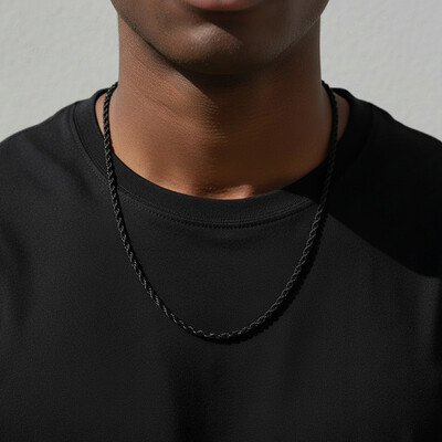 4mm Rope Chain in Black Gold