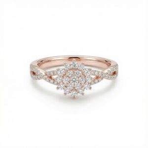 Round Cut VVS Moissanite Cluster Engagement Ring