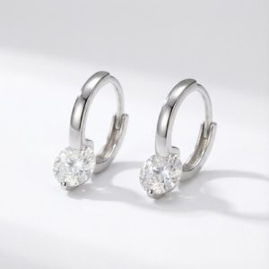 S925 Silver VVS Moissanite 1CT Round Cut Earrings