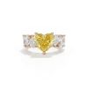 S925 Silver Yellow Heart Cut Diamond Pave Engagement Ring