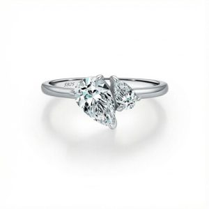 S925 Silver Double Pear Cut Engagement Ring