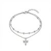 S925 Silver Double Layer Cross Adjustable Bracelet
