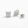 0.48CT Round Cut VVS Moissanite S925 Silver Prong Flower Diamond Stud Earrings