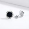S925 Silver Round Cut Pave Stud Earrings