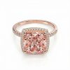 S925 Silver 5-carat Morgan Pink Cushion-cut Diamond Halo Engagement Ring in Rose Gold