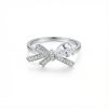 S925 Silver Bow Inlaid Teardrop Diamond Engagement Ring