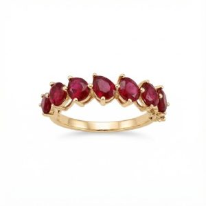 S925 Silver Pear Cut Ruby Eternity Band