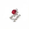 S925 Silver Oval Cut Ruby Diamond Wedding Ring