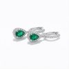 S925 Silver Pear Cut Emerald Diamond Drop Earrings
