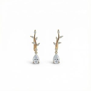 Pear Cut VVS Moissanite Leafy Stud Earrings