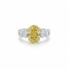 S925 Silver Yellow Oval Cut Diamond Pave Engagement Ring