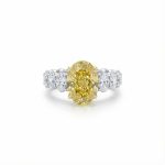 S925 Silver Yellow Oval Cut Diamond Pave Engagement Ring