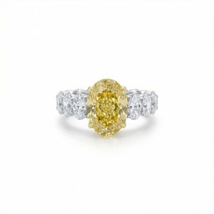 S925 Silver Yellow Oval Cut Diamond Pave Engagement Ring