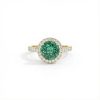 S925 Silver Emerald Round Cut Diamond Halo Engagement Ring