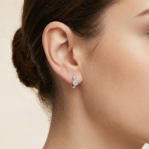 1.2CT Double Stone VVS Moissanite S925 Silver Hoop Earrings