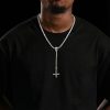 Iced Out Pear Cut Upside Down Cross Tennis Chain Necklace
