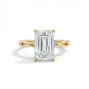 Emerald Cut VVS Moissanite Twisted Engagement Ring