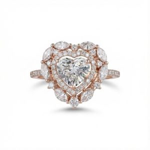 Heart Shaped VVS Moissanite Halo  Engagement Ring