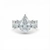 6 CT Pear Cut VVS Moissanite Wide Band Teardrop Engagement Ring