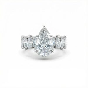 6 CT Pear Cut VVS Moissanite Wide Band Teardrop Engagement Ring