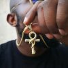 Iced Ankh Ouroboros Cross in Gold