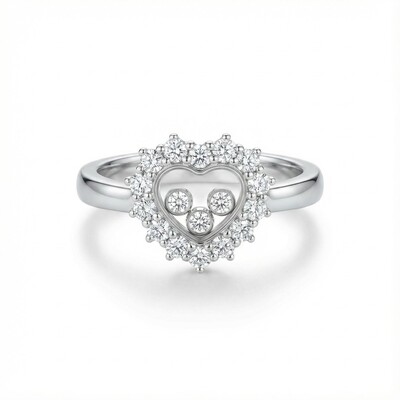 Heart Shaped Floating Diamonds Ring
