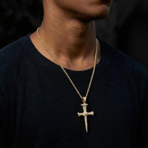 Shields of Strength Men's Pave Nail Cross Pendant