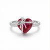 Butterfly Knot Ruby Heart Engagement Ring