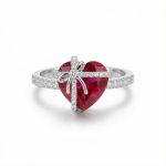 Butterfly Knot Ruby Heart Engagement Ring