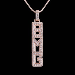 Full Iced Custom Double Layer Vertical Letter Pendant