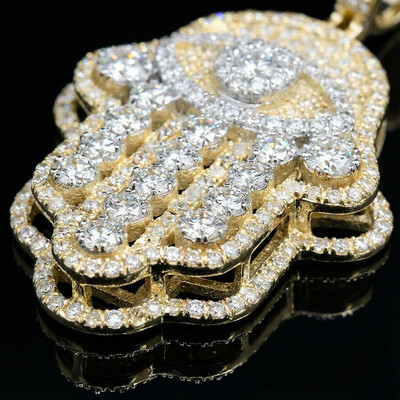 Iced Hand of Fatima Evil Eye Pendant